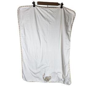 NATURES PUREST Cream Tan Striped Trim Baby Elephant Nursery Baby Blanket 28x38